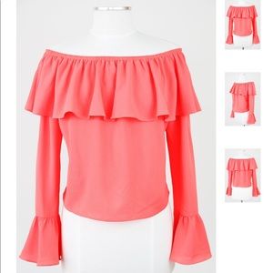 Coral Off the Shoulder Top from Impeccable Pig